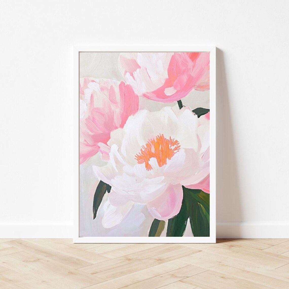 Pink Peonies Painting, Pastel Vintage Floral Art Print - Image 3