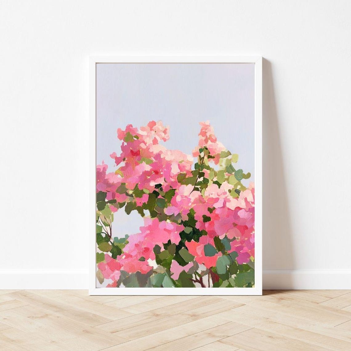 Pink Azalea Bush Blooming Against A Soft Pale Sky Garden Poster - Image 3