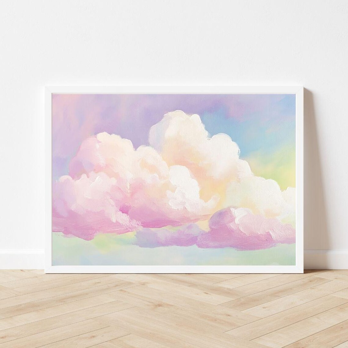 Pastel Cloud Painting, Pink Sunset Watercolor Art Print - Image 3