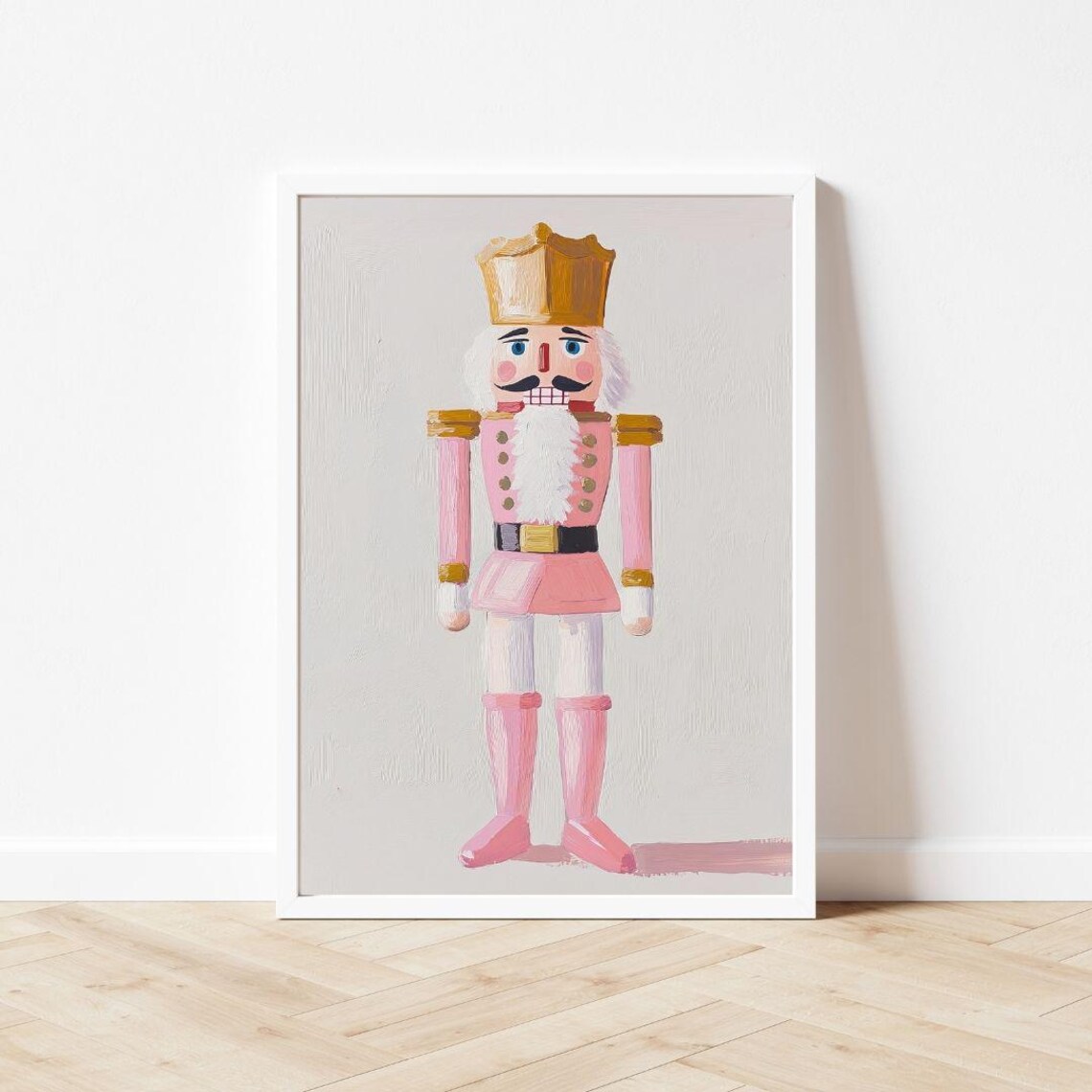 Pink Nutcracker Pastel Christmas Wall Art Print - Image 3