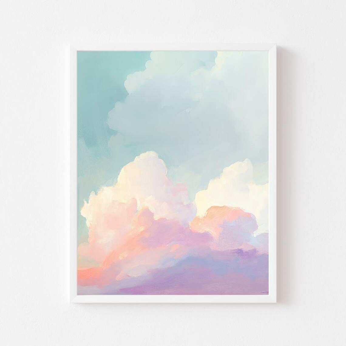 Pastel Cloud Sunset Watercolor Sky Wall Art Print
