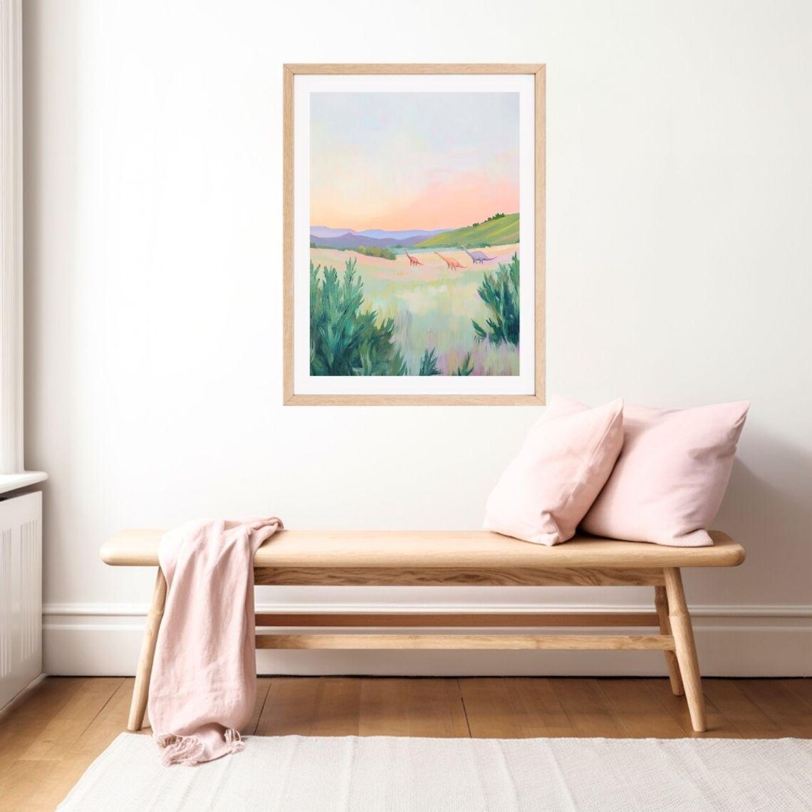 Pastel Dinosaurs Brontosaurus Kids Room Art Print - Image 2