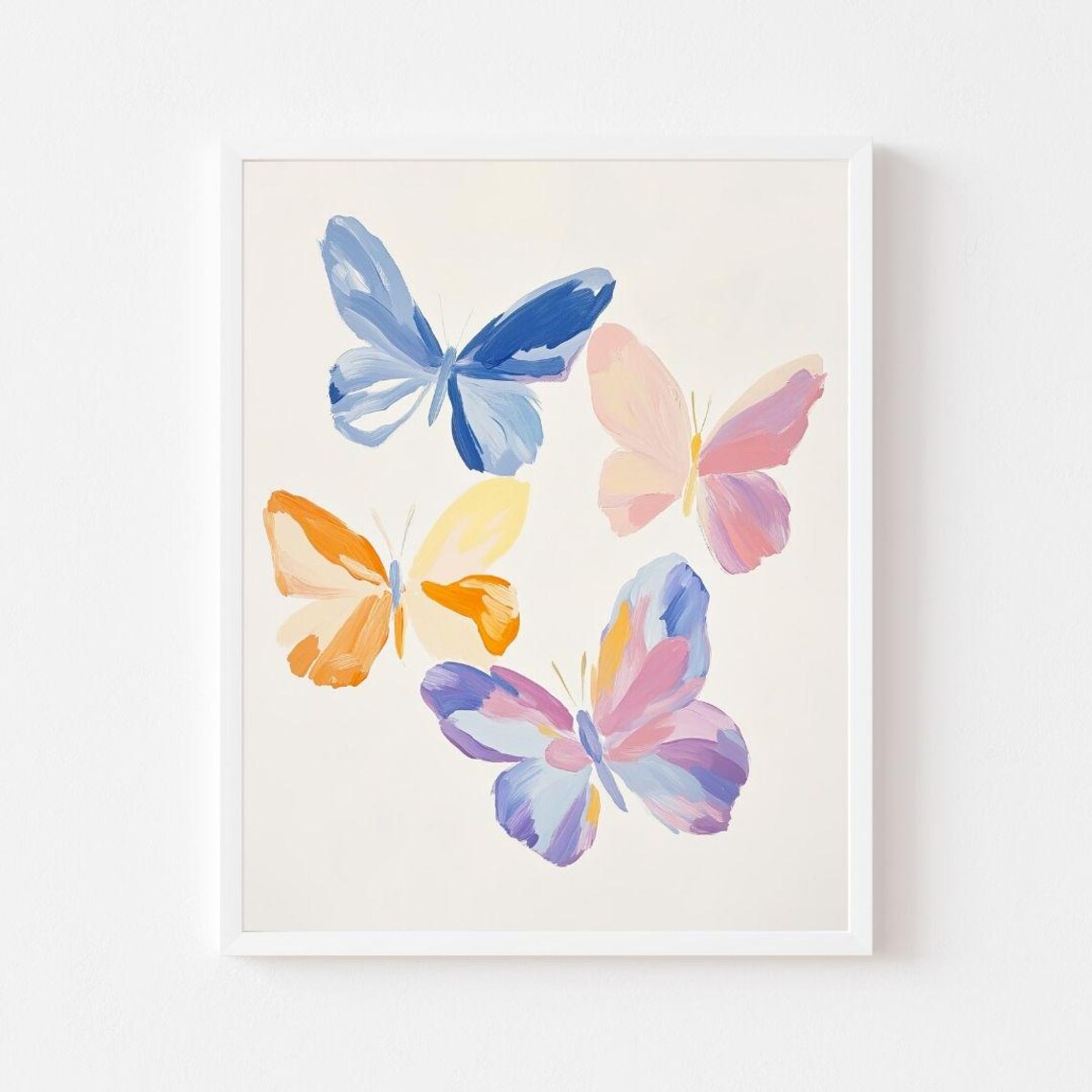 Pastel Butterflies Watercolor Art Print, Kids Room
