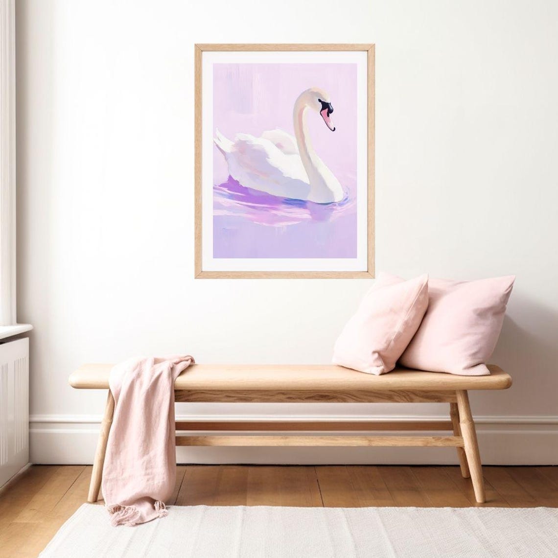 Lavender Swan Painting Purple Swimming Bird Wall Art Print Pastel Girly Nursery Girls Room Animal Portrait - Image 2