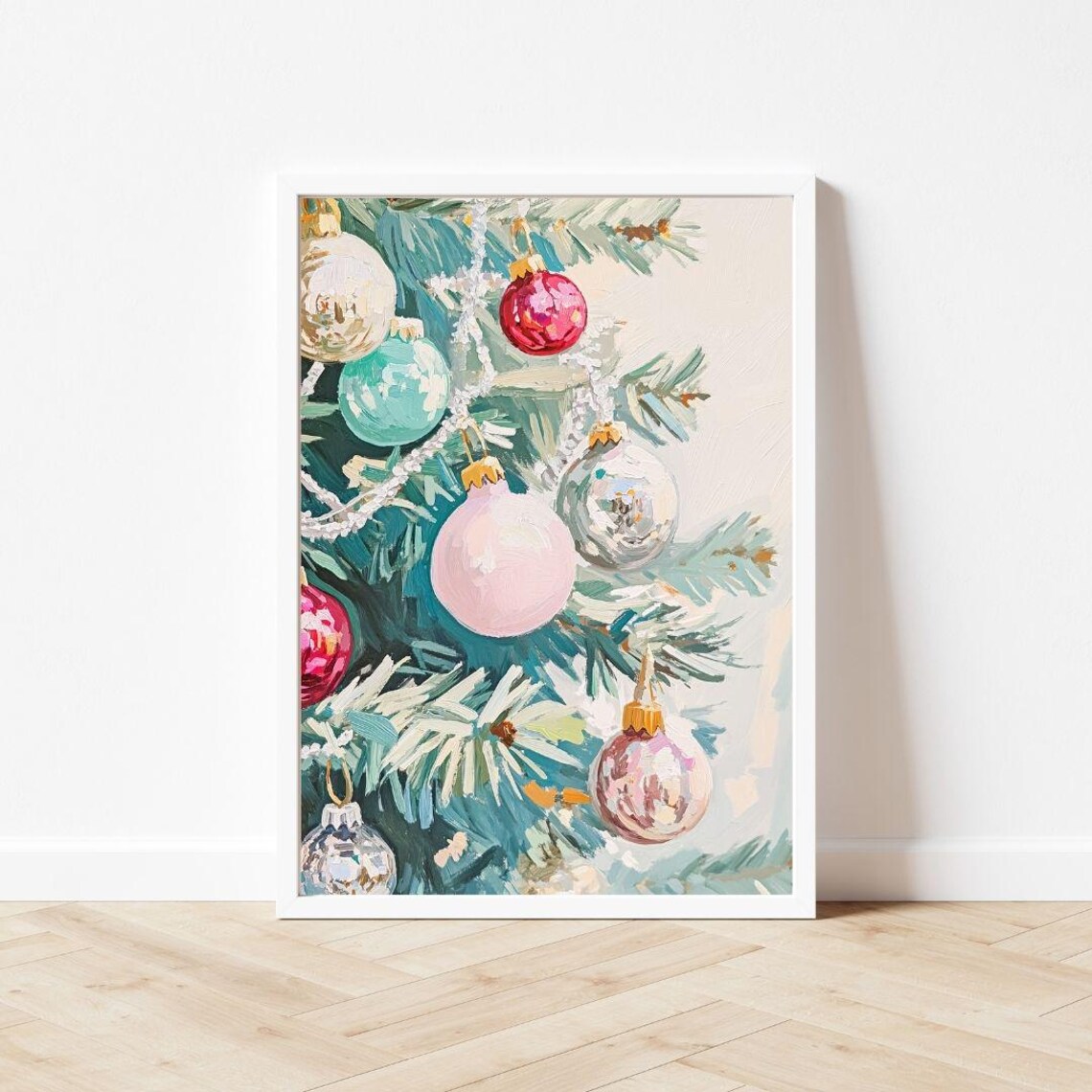 Retro Christmas Tree Ornaments, Vintage Holiday Art Print - Image 3