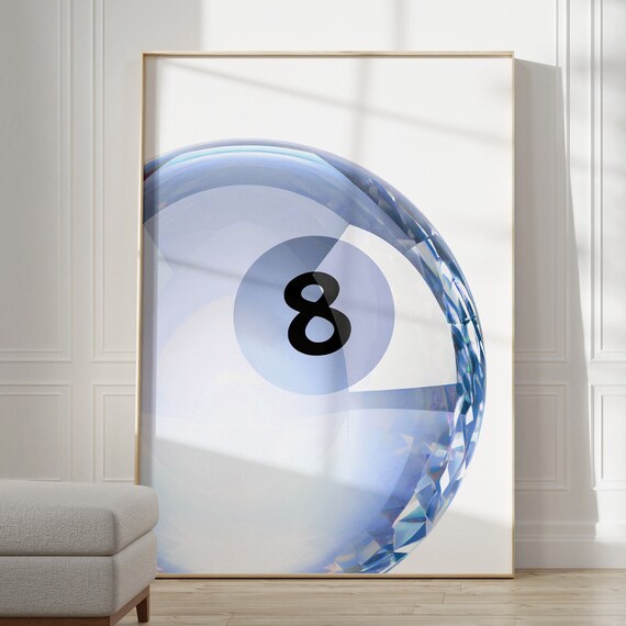 Icy Blue Crystal Magic 8 Ball Macro Close Up Modern Wall Poster