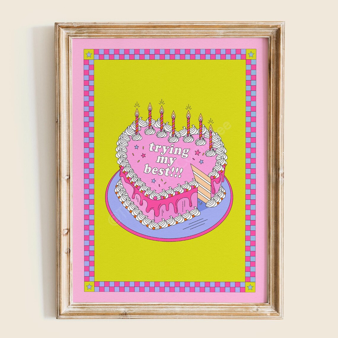 Trying My Best Birthday Cake Funny Motivational Quote Poster