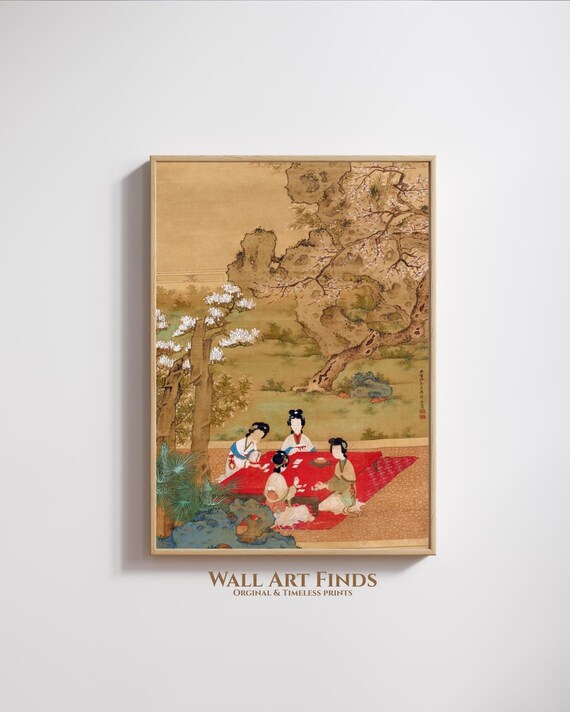 Ancient Chinese Court Ladies Tea Gathering Classical Art Poster