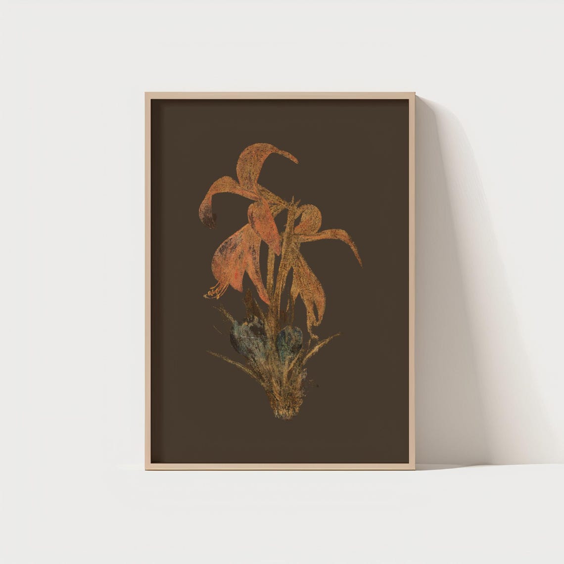Dark Vintage Botanical Lily Flower Earthy Toned Nature Art Poster