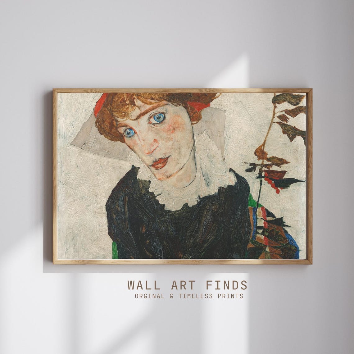 Egon Schiele Portrait With Blue Eyes Expressionist Woman Art Poster