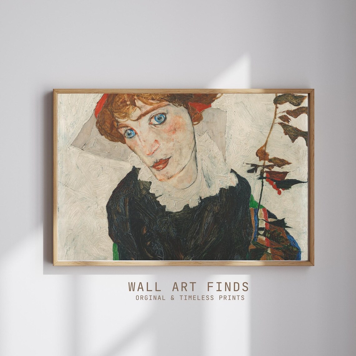 Egon Schiele Portrait With Blue Eyes Print Expressionist Woman Face Art 1912 Vintage Figurative Wall Poster
