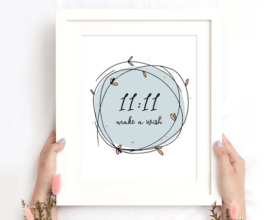 11:11 Make a Wish Angel Numbers Floral Circle Manifestation Poster