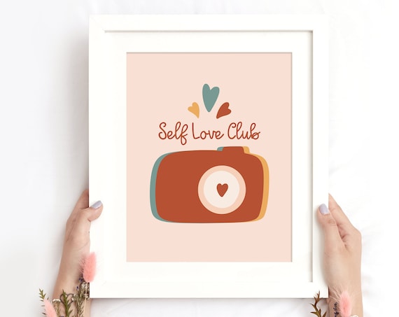 Self Love Club Camera Heart Retro Typography Blush Pink Poster