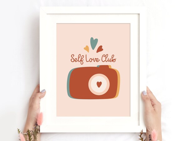 Self Love Club Print Self Love Home Decor Positivity Poster Feminist Art Cute Modern Bohemian Print Instant