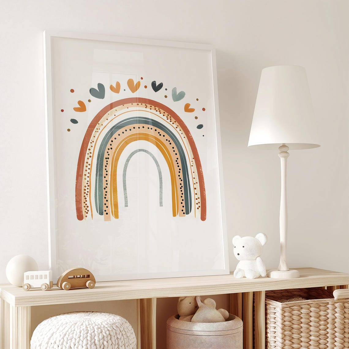 Boho Rainbow Wall Art Neutral Nursery For Kids Room Decor - Image 2