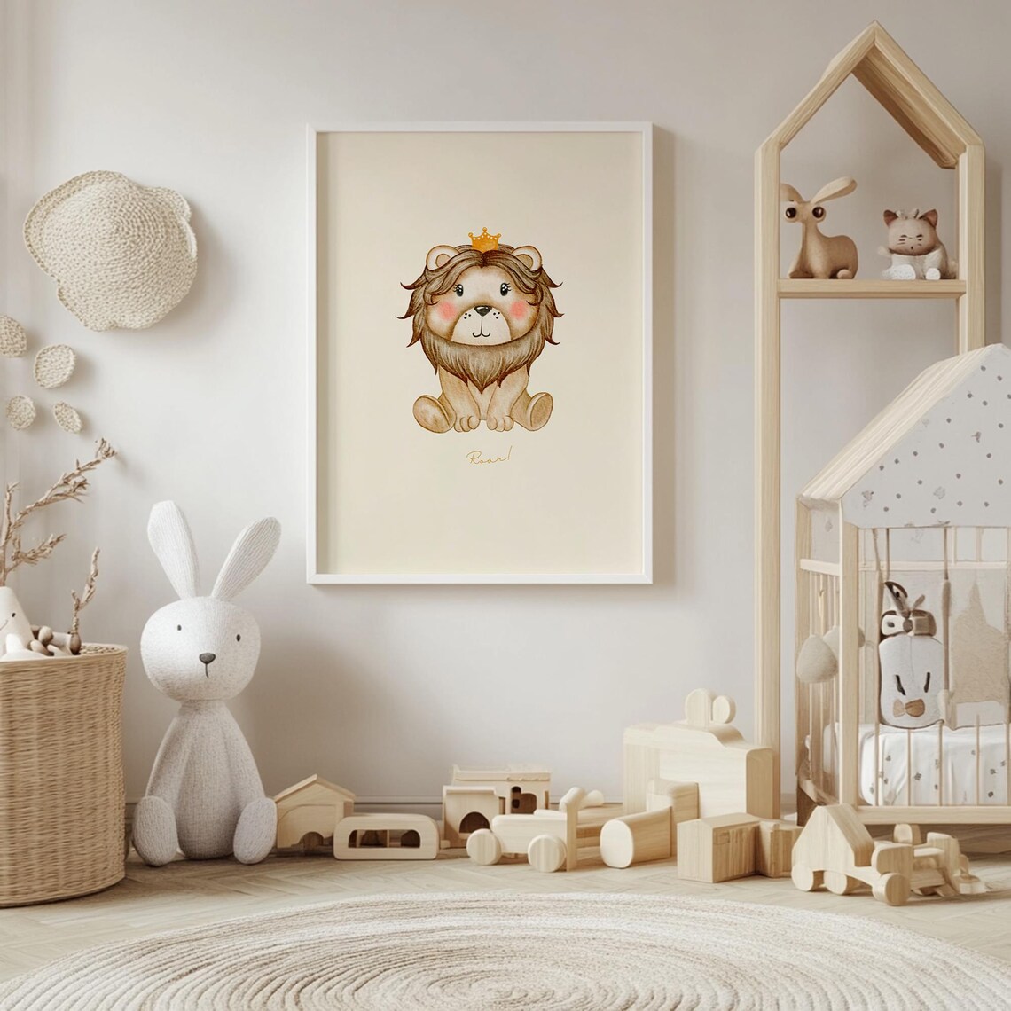 Baby Lion Wearing Gold Crown Watercolor Safari Nursery Wall Poster - Image 4