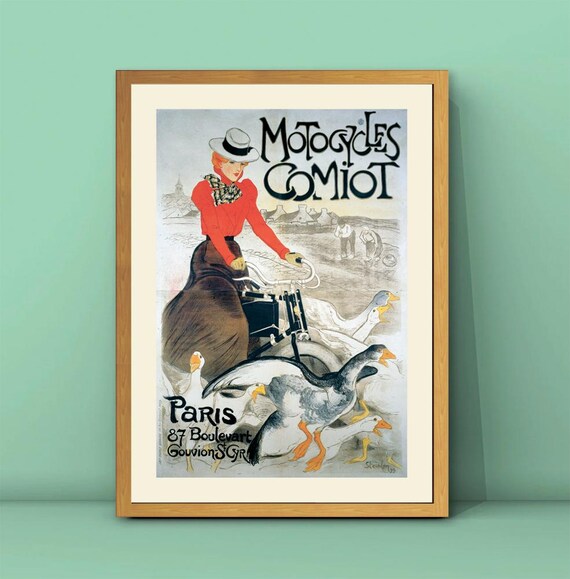Steinlen Motocycles Comiot 1899 Paris Motorcycle French Art Poster