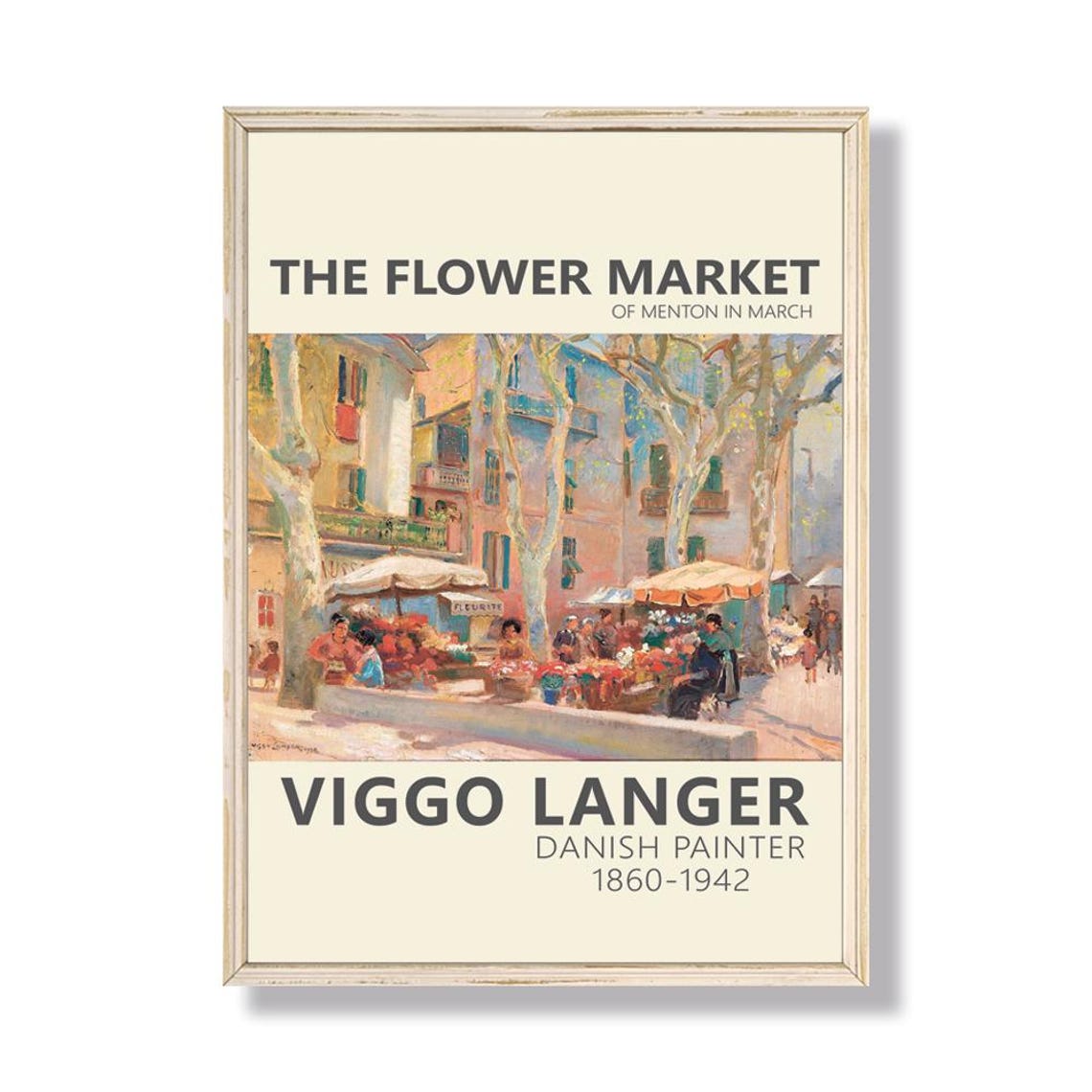 Viggo Langer Flower Market Of Menton In March Print The Flower Market Poster Langer Painting Flower Print Langer Landscape Download - Image 3