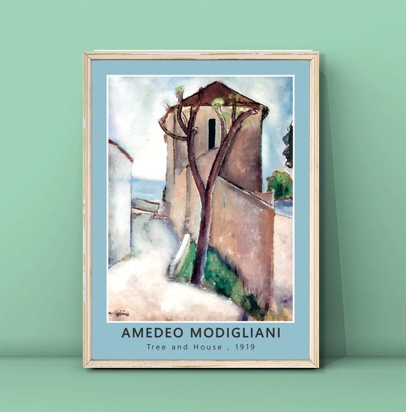 Amedeo Modigliani Tree And House 1919 Print Modigliani Painting Landscape Paintings From Italy Modigliani Landscape Print
