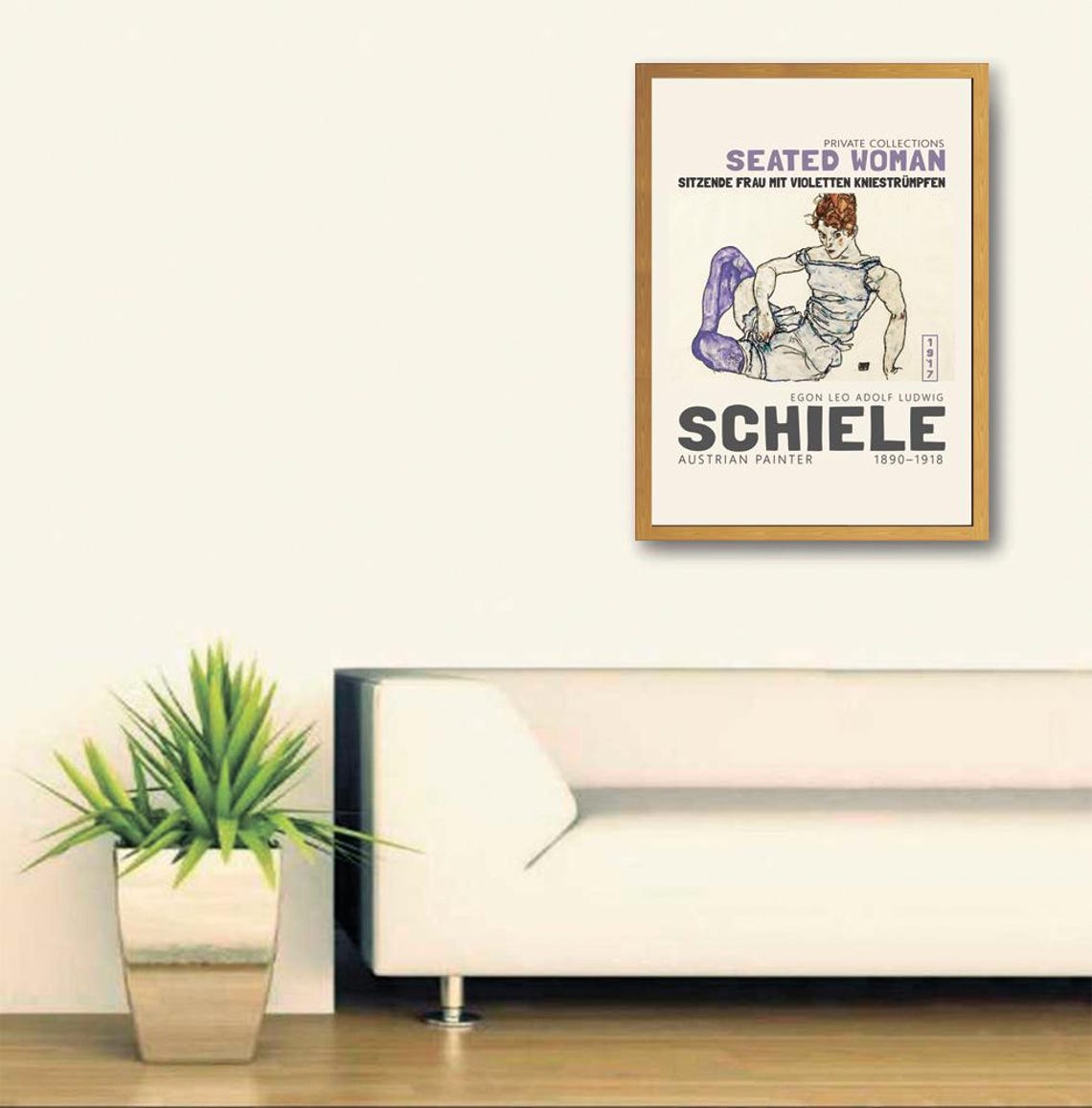 Egon Schiele Seated Woman 1917 Violet Stockings Figure Study Poster - Image 3
