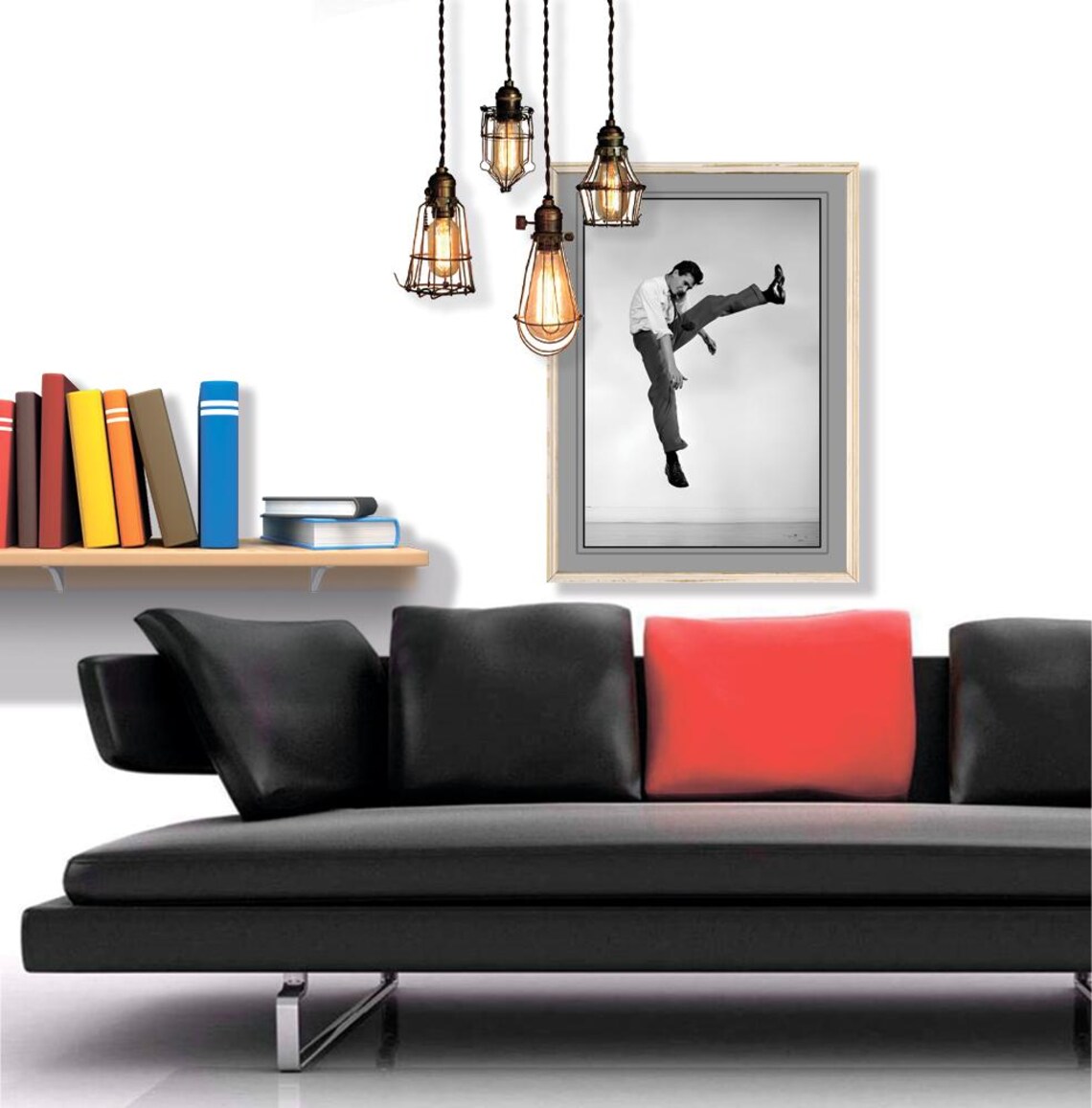 Vintage Leaping Man Mid Air Jump Black White Photography Poster - Image 2