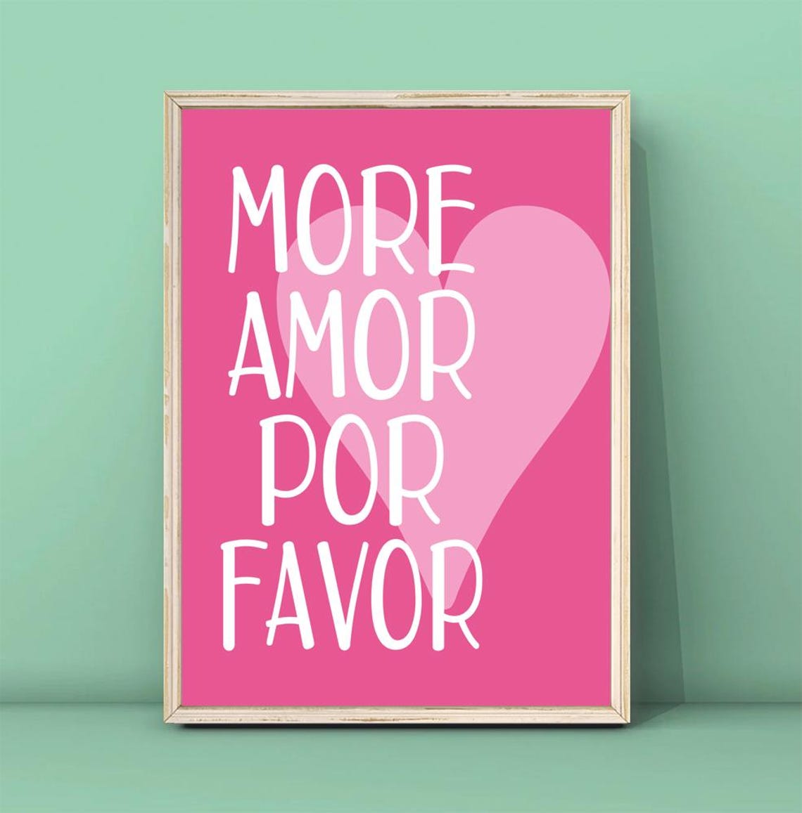 More Amor Por Favor Print Maximalist Poster More Amor Por Favor Wall Art Eclectic Wall Art Love Quote Poster Pink Print