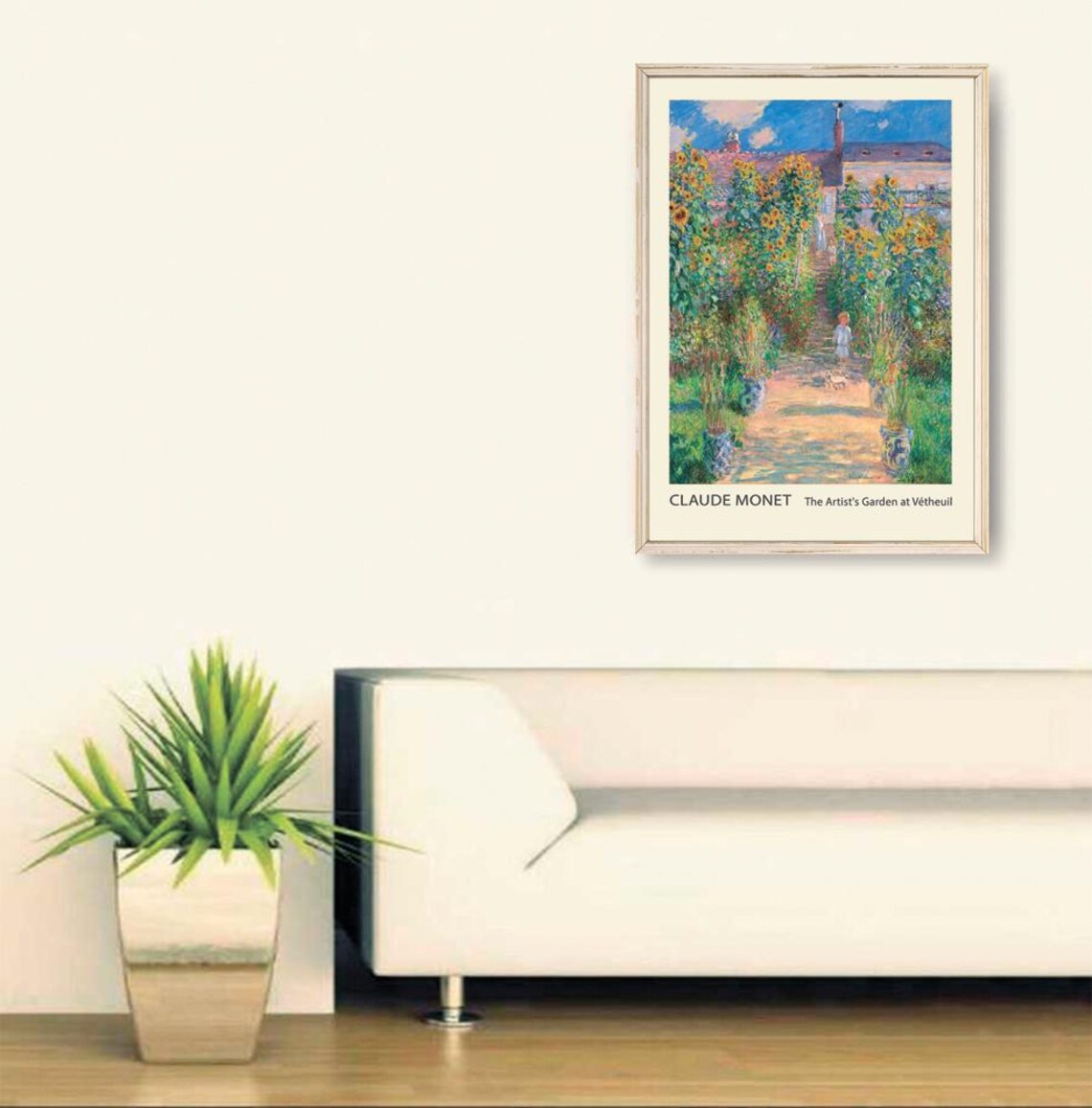 Claude Monet The Artist's Garden at Vetheuil Sunflower Path Art Poster - Image 2