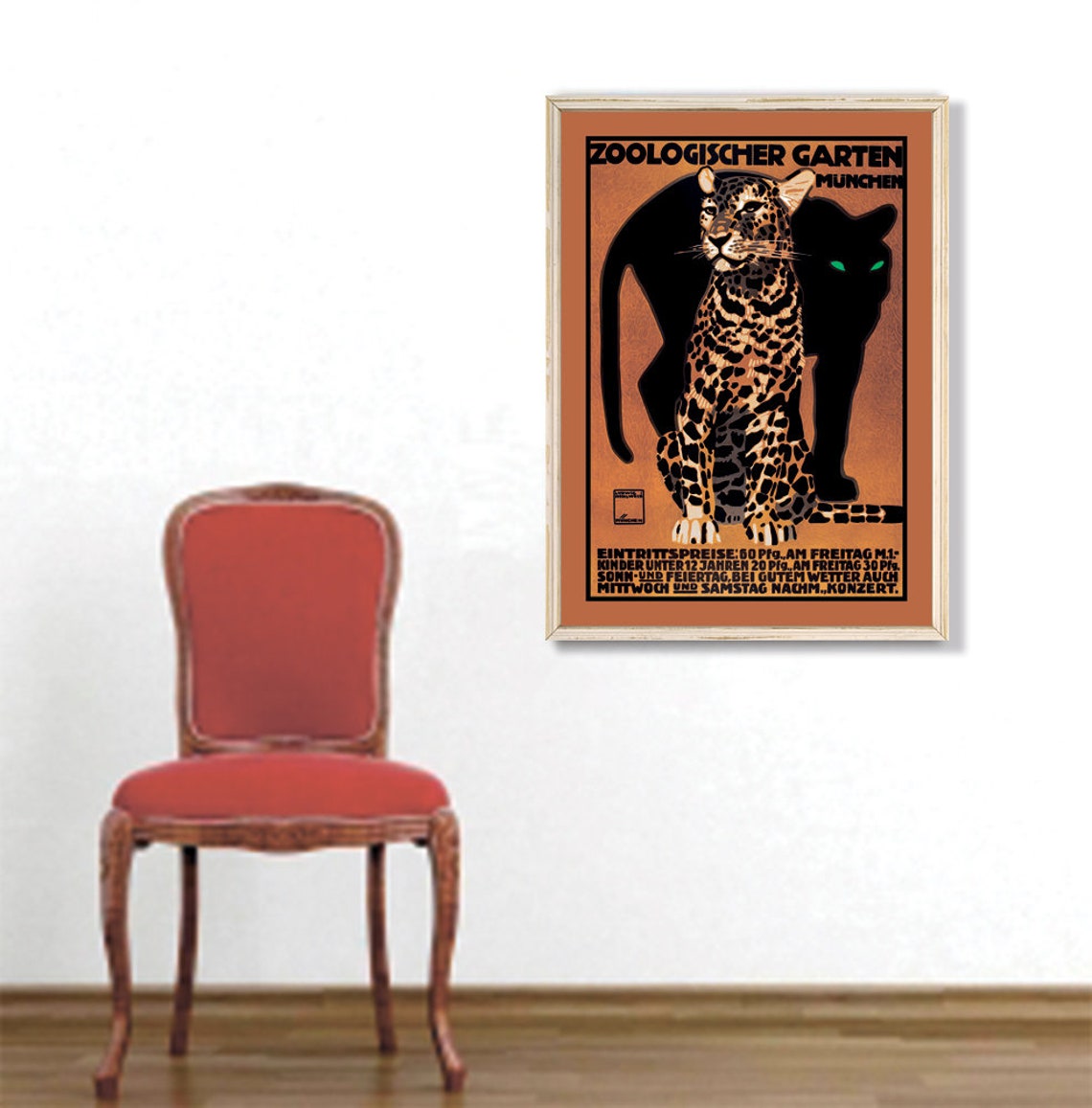 Zoologischer Garten München 1912 Hohlwein Leopard Vintage Poster - Image 2