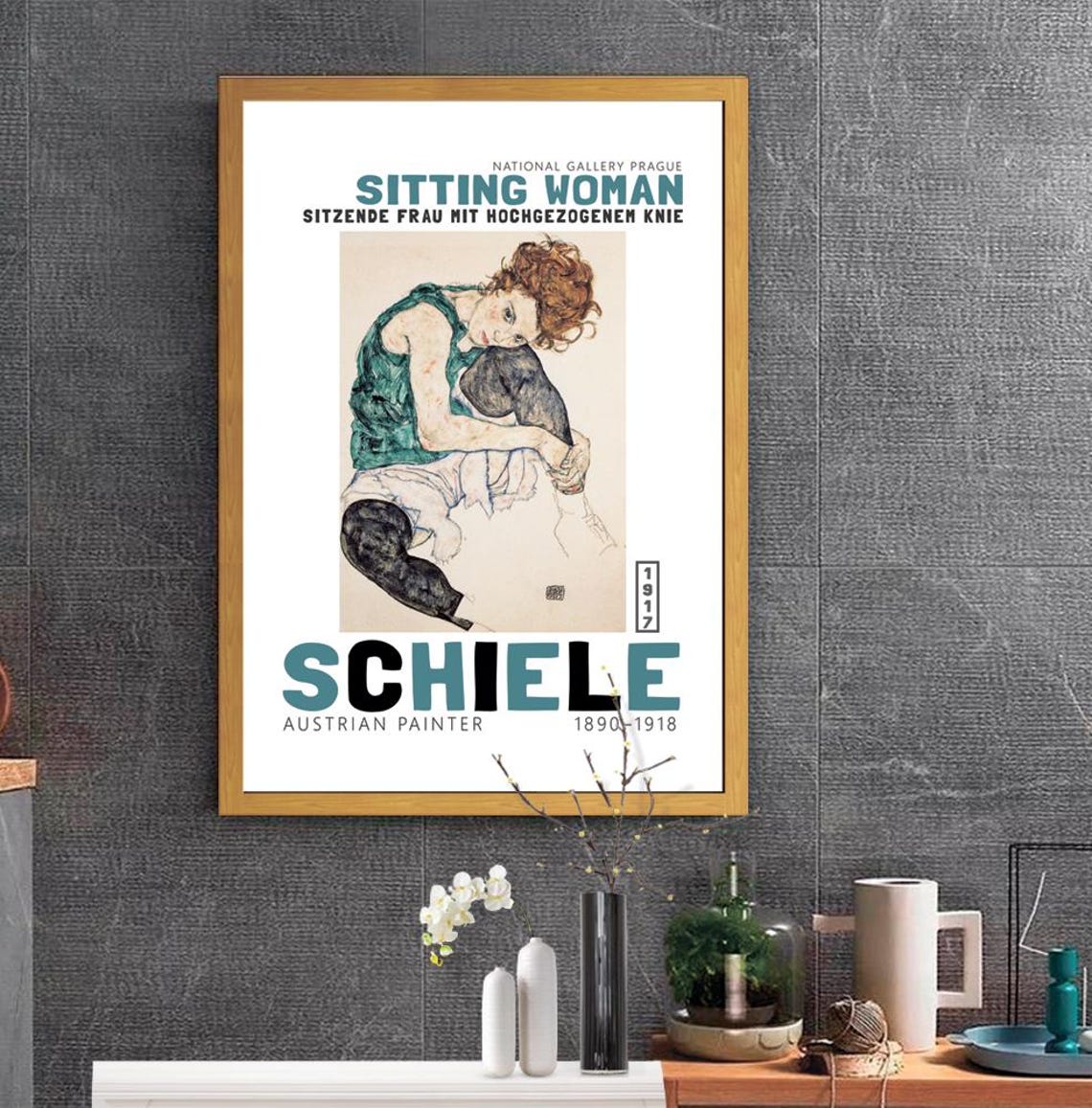 Egon Schiele Sitting Woman Raised Knee 1917 Figure Study Poster - Image 2