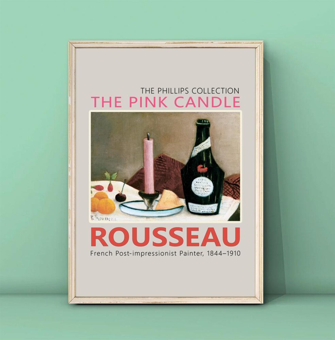 Henri Rousseau The Pink Candle Still Life Wine Bottle Painting Poster