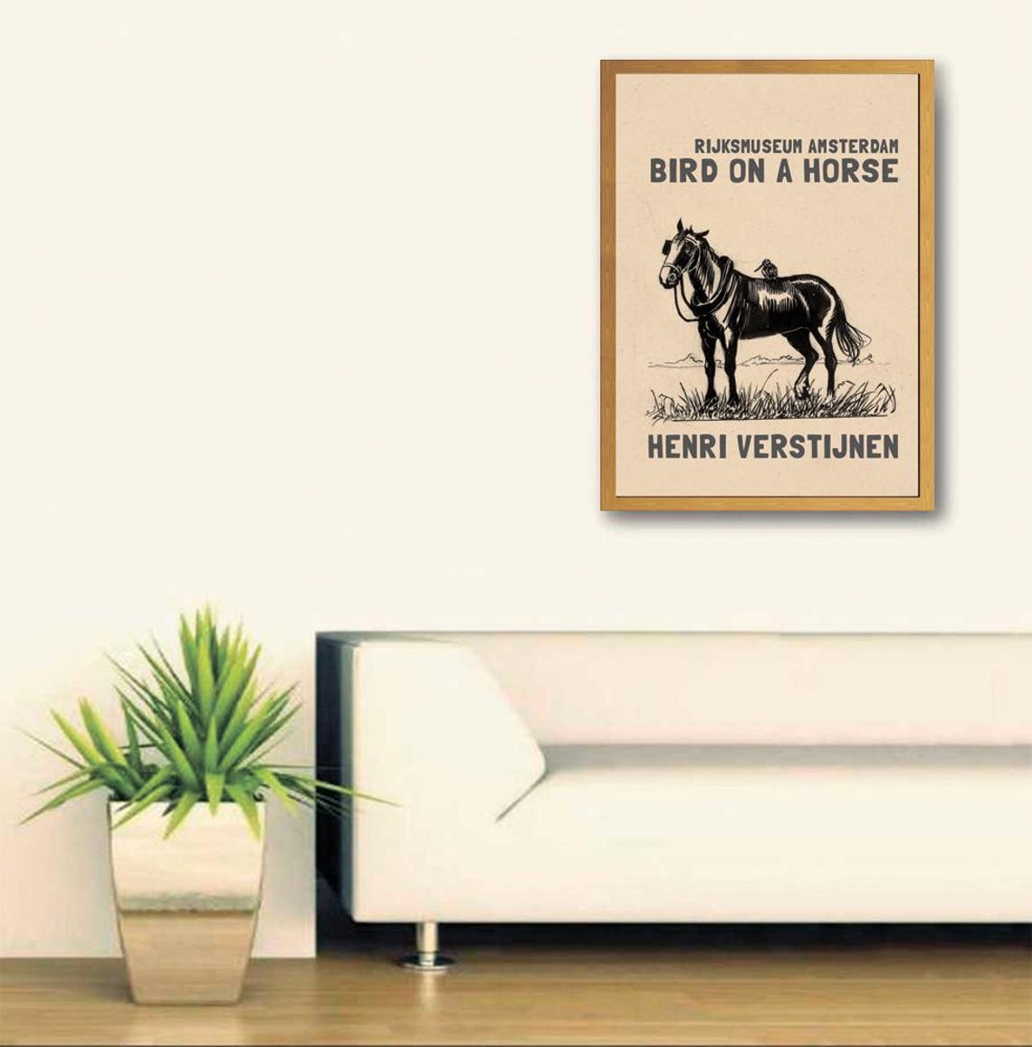Henri Verstijnen Bird On A Horse Poster Draft Horses In Art Birds In Art Drawings By Henri Verstijnen Black Horse Painting - Image 3