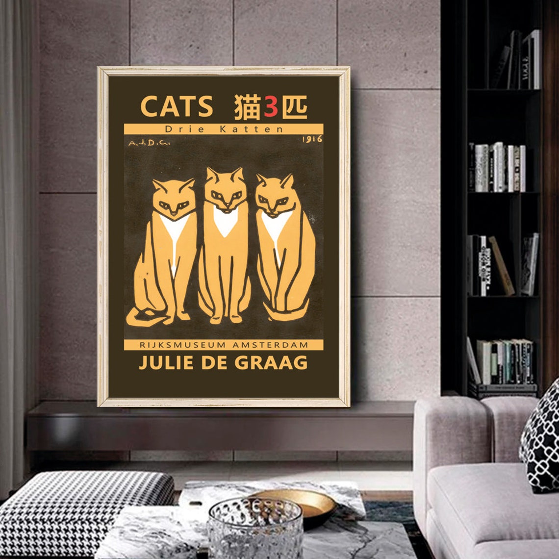Julie De Graag Three Cats 1916 Rijksmuseum Amsterdam Art Poster - Image 2