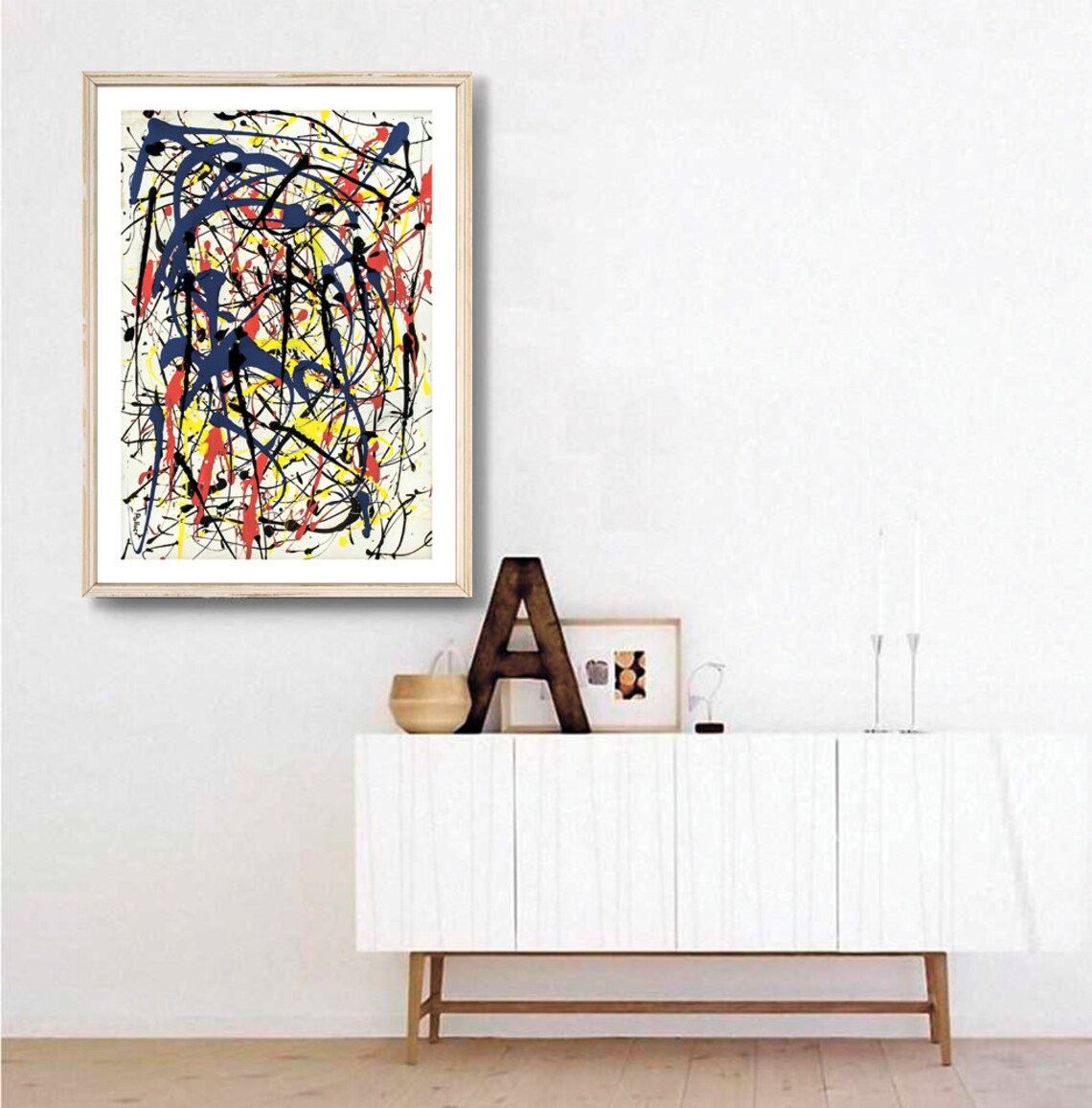 Jackson Pollock Blue Red Yellow Drip Abstract Poster Vintage Wall Decor - Image 3