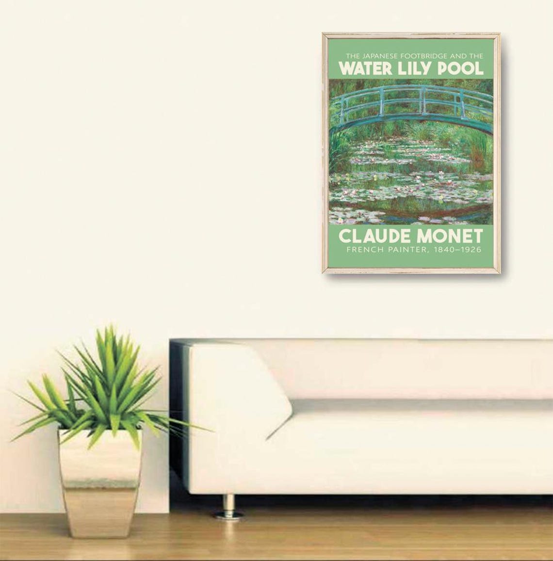Claude Monet Japanese Footbridge and Water Lily Pool Garden Art Poster - Image 2