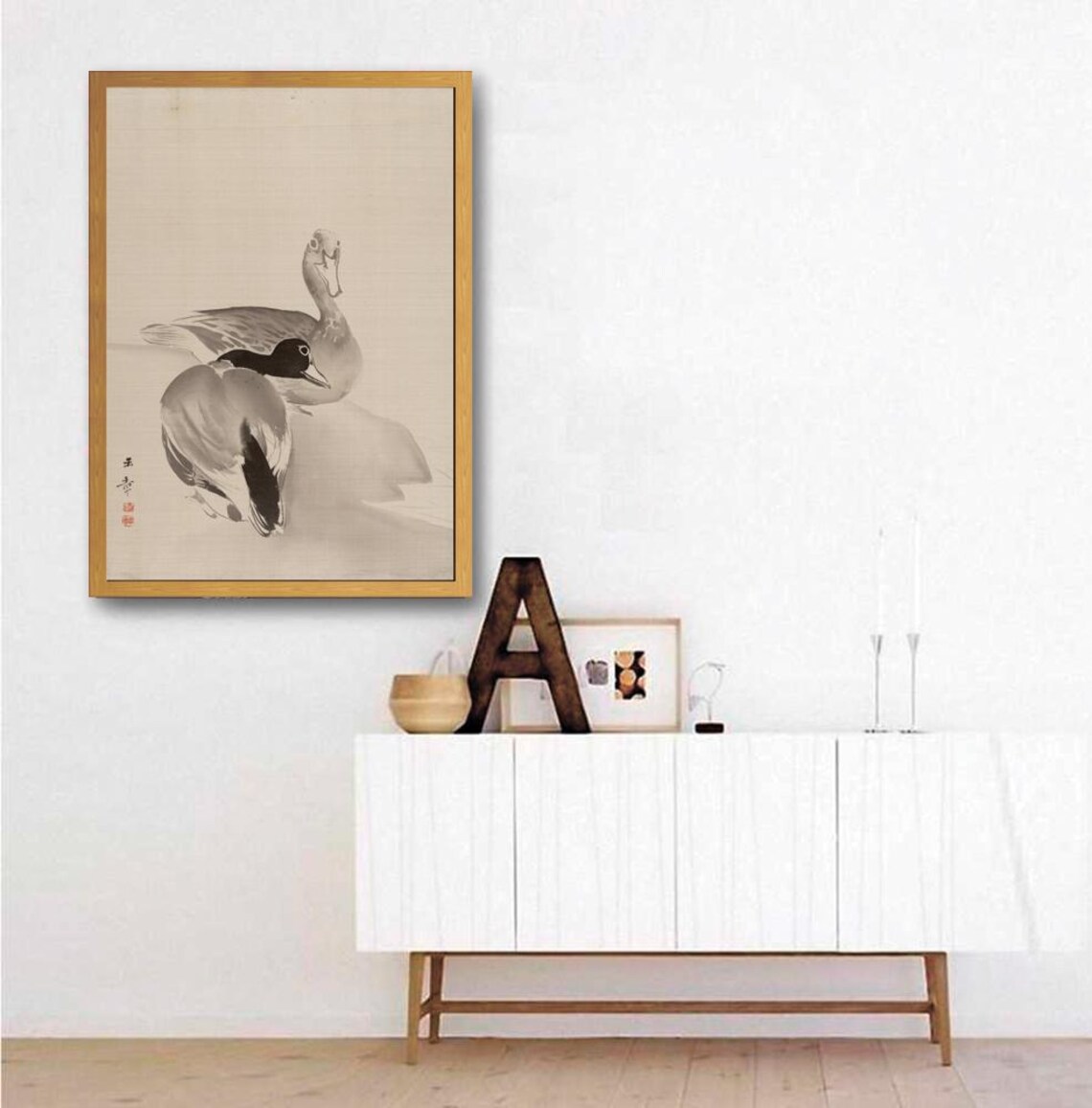 Kawabata Gyokusho Two Ducks Japanese Ink Wash Painting Art Poster - Image 2