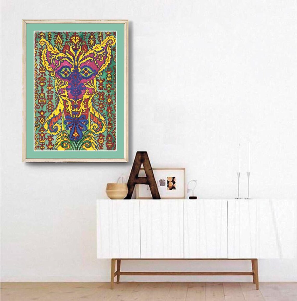 Louis Wain Kaleidoscopic Ornamental Cat Psychedelic Art Poster - Image 2
