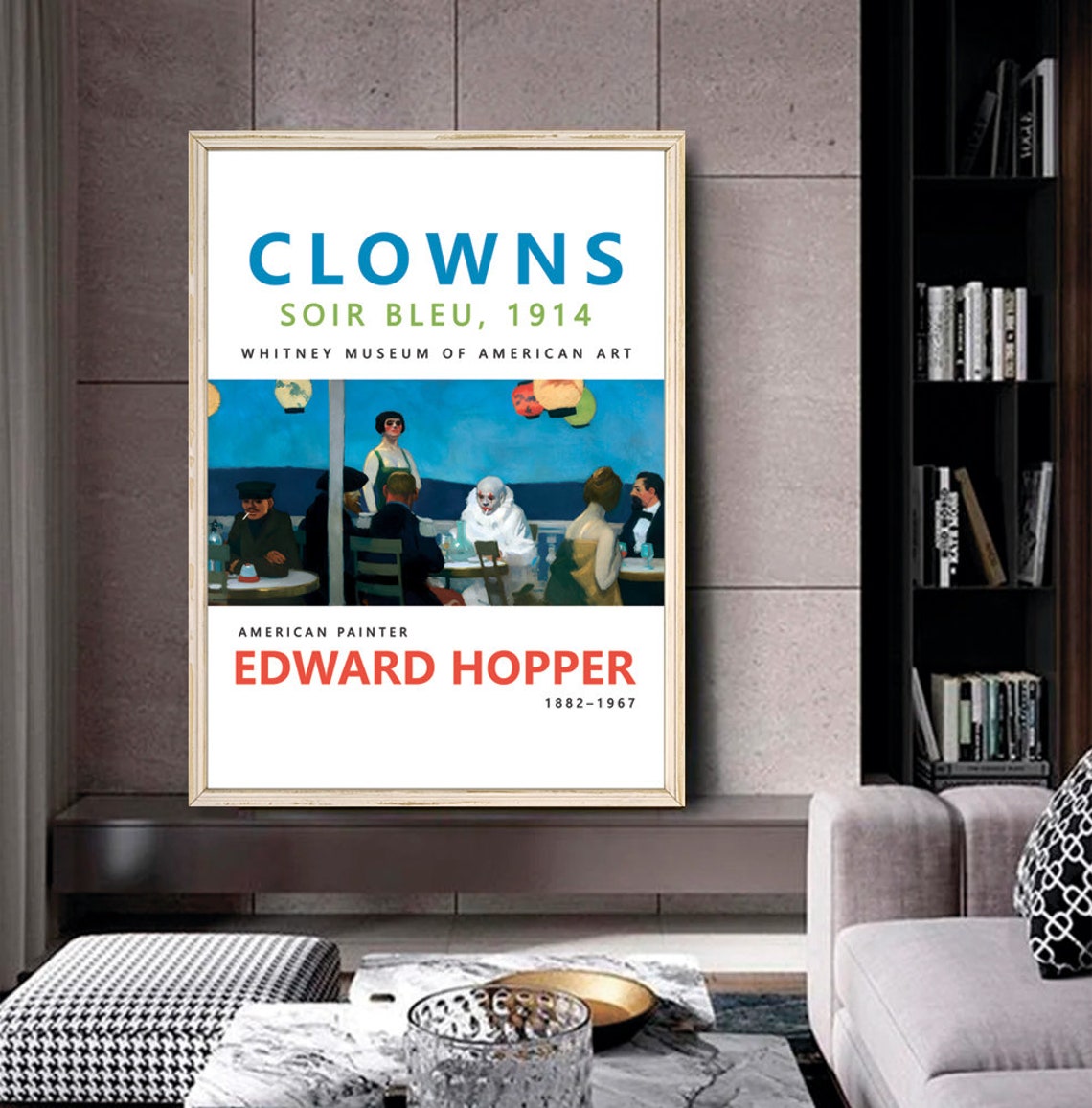 Edward Hopper Soir Bleu 1914 Clowns Cafe Evening Scene Poster - Image 2