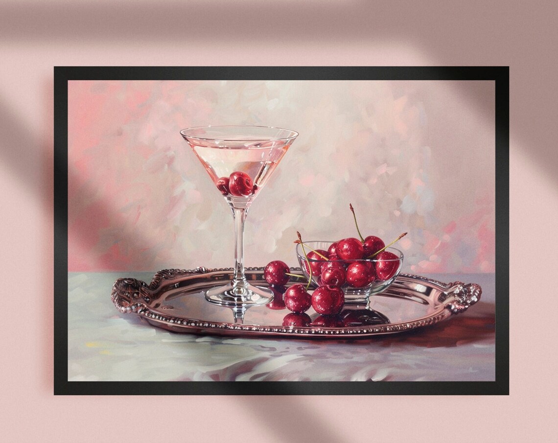 Cherry Painting Preppy Room Decor Cocktail Art Print