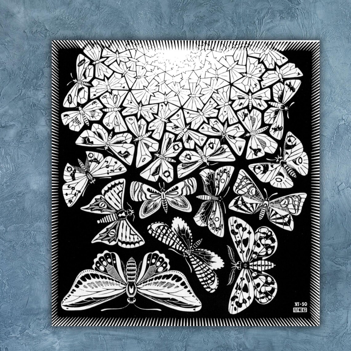 Maurits Cornelis Escher Butterflies Tessellation Woodcut Poster