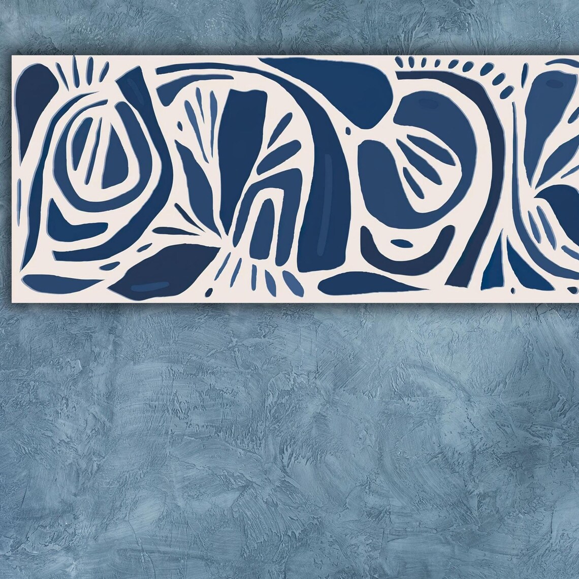 Navy Blue Matisse Botanical Blue White Flowers Home Decor Modern Wall Art Extra Large Wall Art Ready To Hang