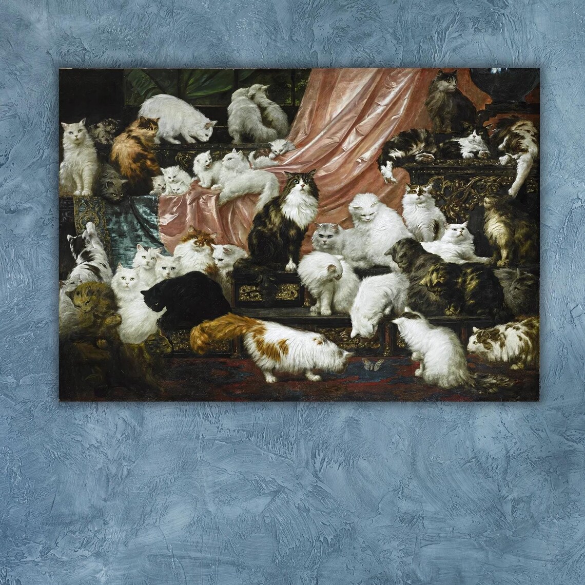 Carl Kahler My Wifes Lovers Famous Painting of Many Cats Poster