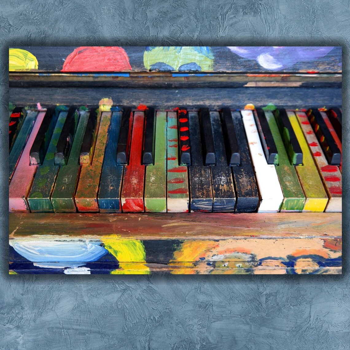Bright Painted Piano Keys Colorful Music Instrument Wall Poster