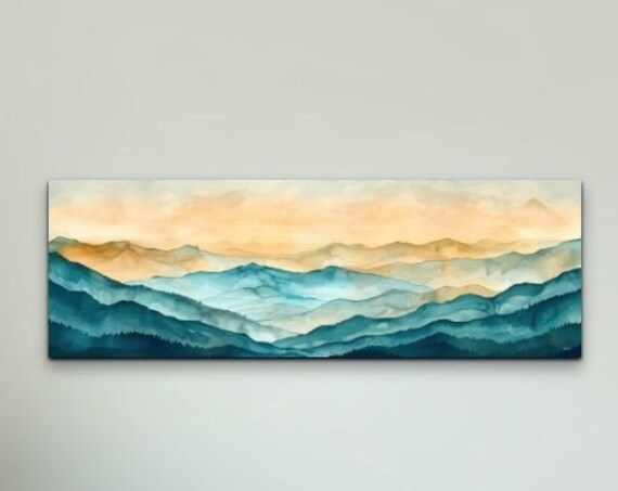 Panoramic Ouachita Mountain Mid Century Modern Mountain Wall Art