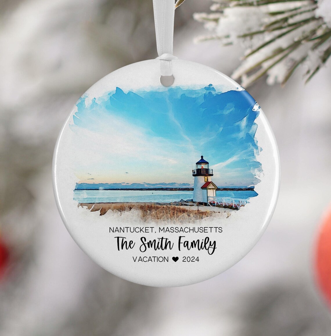 Nantucket Lighthouse Personalized Travel Souvenir Art Print
