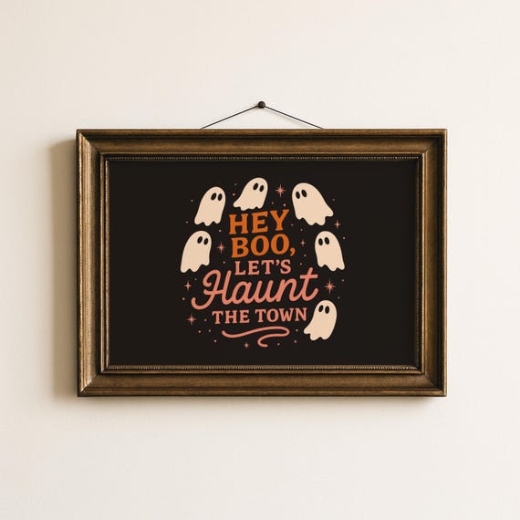 Spooky Ghosts Halloween Print Lets Haunt The Town Typography