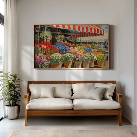 Flower Market Samsung Frame Tv Art Botanical Farmhouse Decor