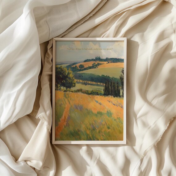 Golden Country Field Bible Verse Scripture Christian Faith Art Poster