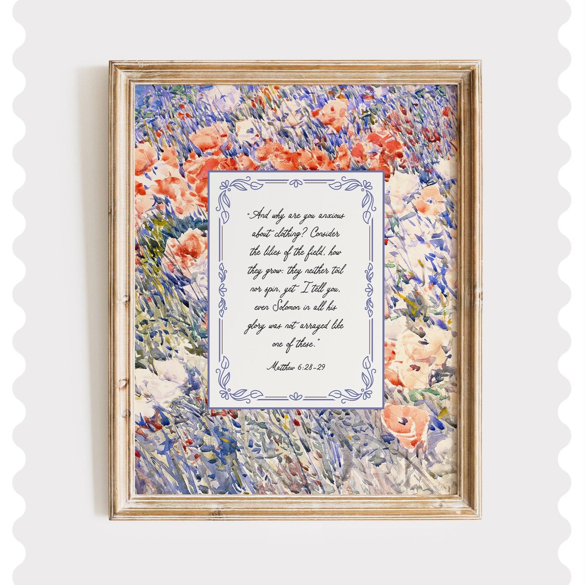 Matthew 62829 Bible Verse Wall Art Consider The Lilies Scripture Print Christian Faith Decor