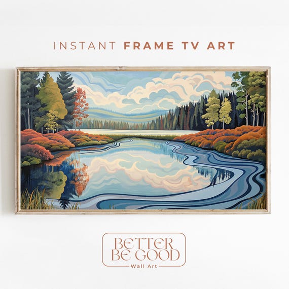 Lake Life Landscape Painting For Samsung Frame Tv