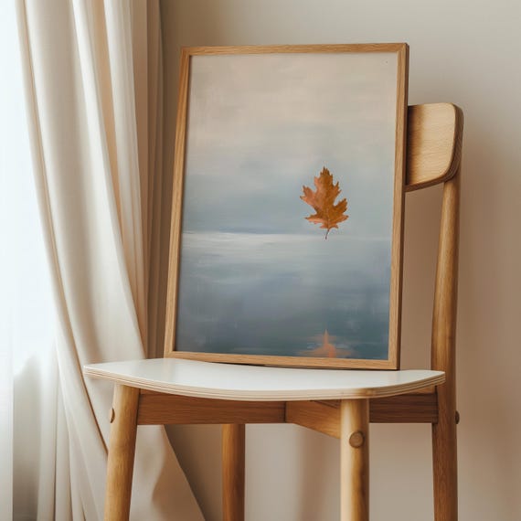Falling Leaf Print Minimalist Autumn Wall Art